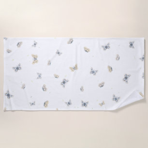 Blue and Crème Butterflies Charming Garden Fauna T Beach Towel