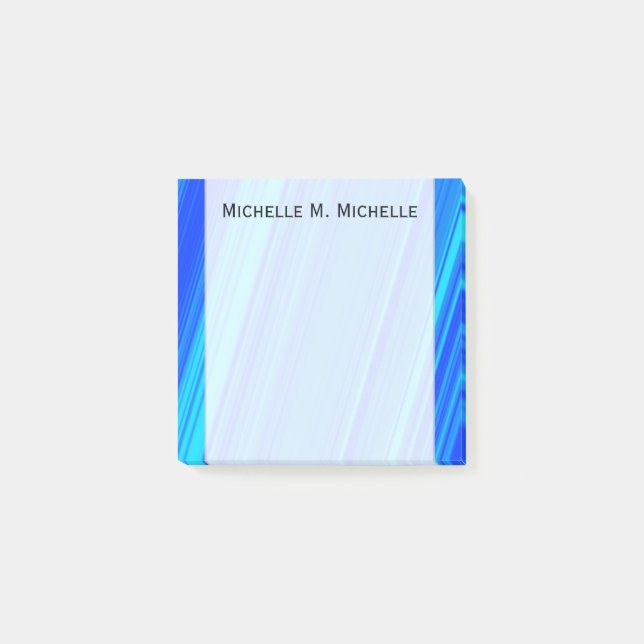 Blue and Cyan Lines Pattern + Custom Name Note (Front)