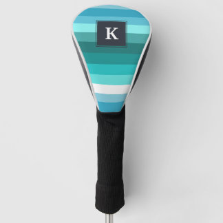 Blue and cyan stripes monogram golf head cover