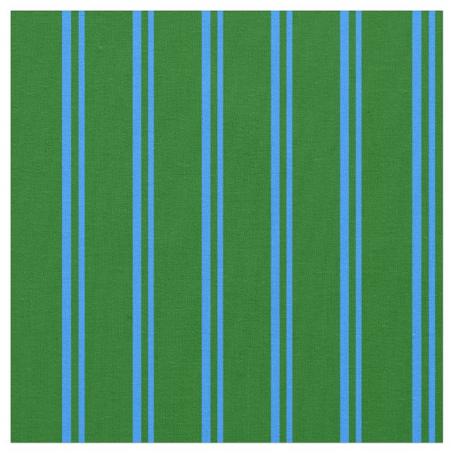 Blue and Dark Green Coloured Stripes Fabric (Close Up)