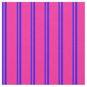 Blue and Deep Pink Coloured Lines Pattern Fabric