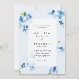 Blue and Delicate Blooms Wedding Invitation
