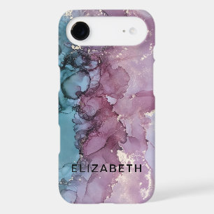 blue and dusty pink gold marble personalised