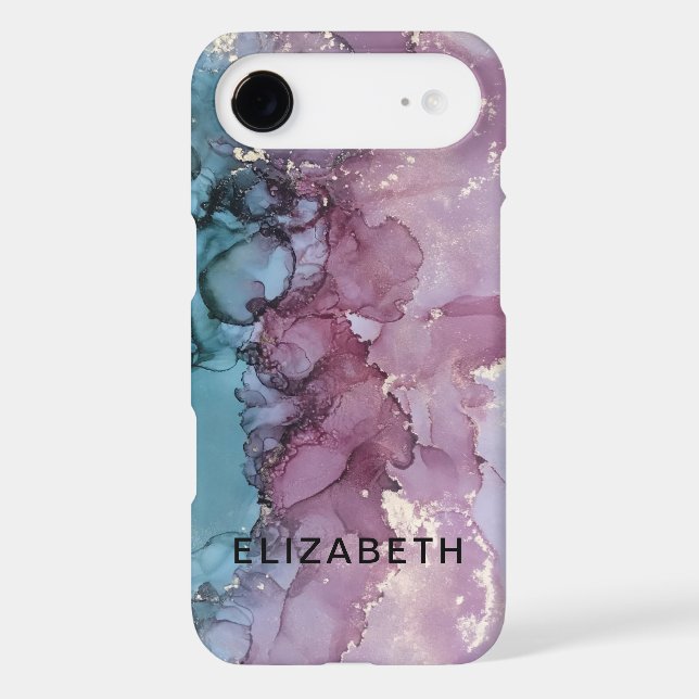 blue and dusty pink gold marble personalized  (Back)