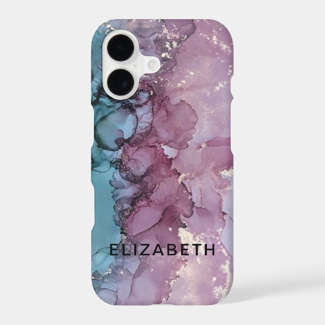 blue and dusty pink gold marble personalized  (Back)