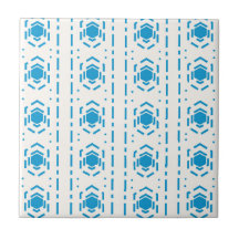 Blue and Ecru Mediterranean Style Pattern Ceramic