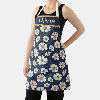 Blue and Floral Pattern Apron