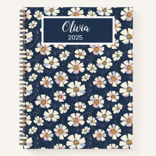 Blue and Floral Pattern Notebook