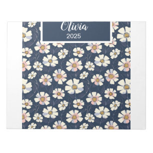 Blue and Floral Pattern Notepad