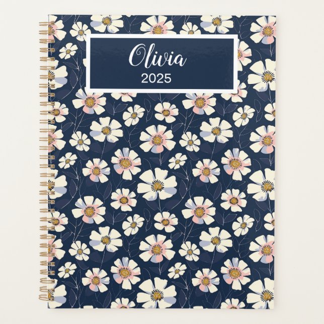 Blue and Floral Pattern Planner (Front)