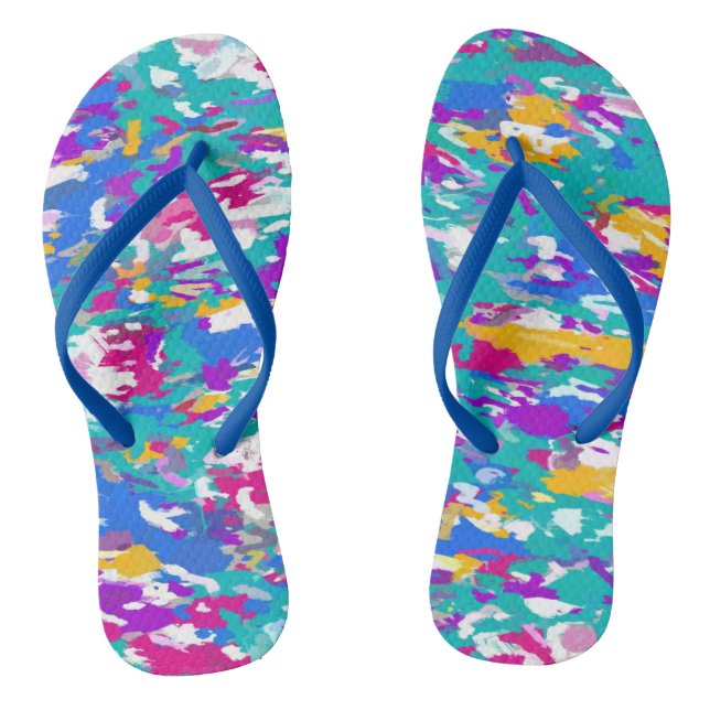 Blue and Fuchsia Abstract Jandals (Footbed)