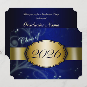 Blue and Gold 2026 Graduation Party Invitation