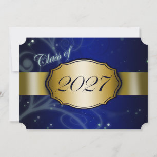 Blue and Gold 2027 Graduation Invitation