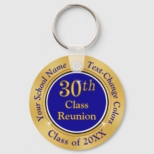 Blue and Gold 30 year High School Reunion Ideas Key Ring