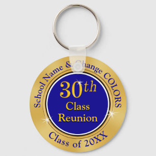 Blue and Gold 30 year High School Reunion Ideas Key Ring
