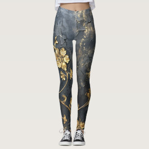 Blue and Gold 3D Leggings