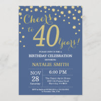 Blue and Gold 40th Birthday Diamond