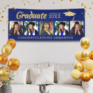 Blue And Gold 5 Photo Congrats 2026 Graduation Banner