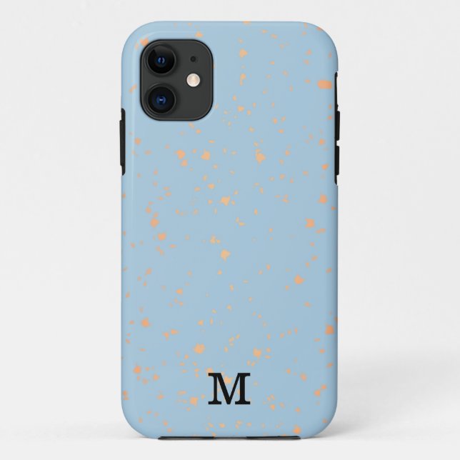 Blue And Gold Abstract Editable Mongram Case-Mate iPhone Case (Back)
