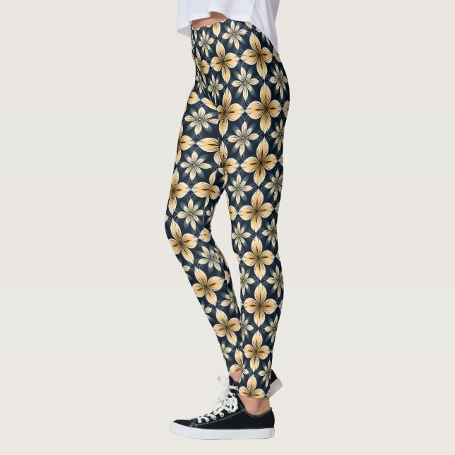 Blue And Gold Abstract  Leggings (Left)