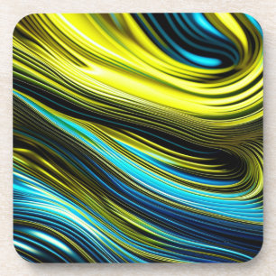 Blue and Gold Abstract Silk and Satin Rolls Coaster