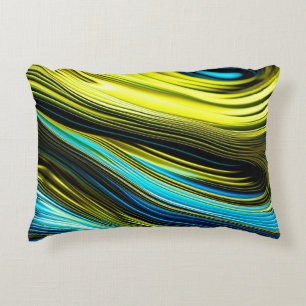 Blue and Gold Abstract Silk and Satin Rolls Decorative Cushion
