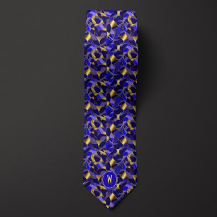 Blue and Gold Abstract Tie