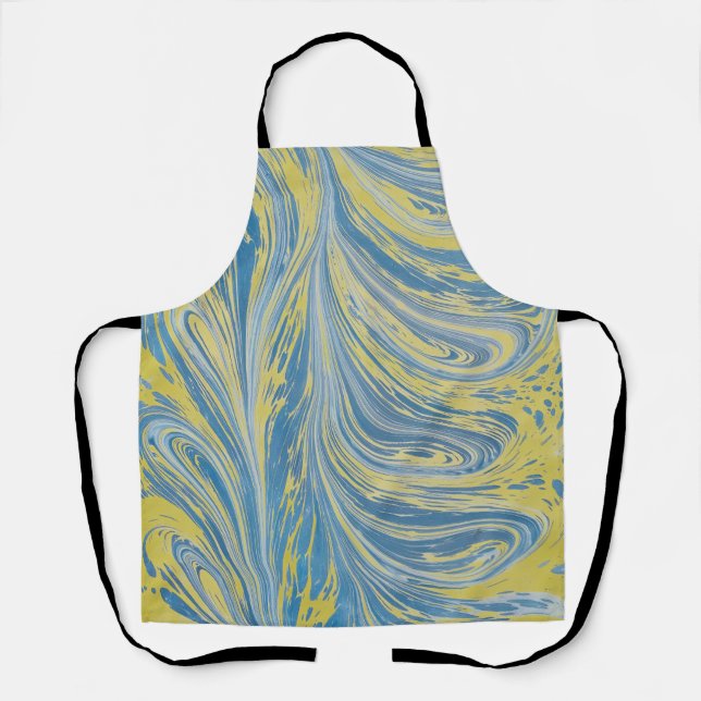 Blue And Gold Abstract Wave Apron (Front)