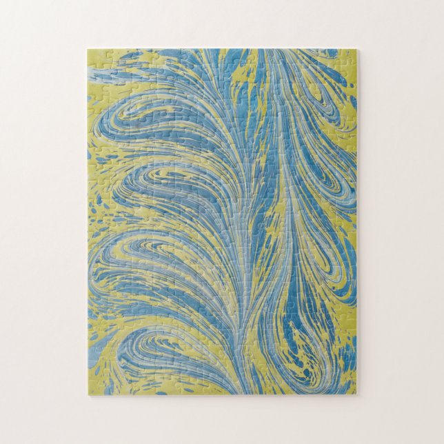 Blue And Gold Abstract Wave Jigsaw Puzzle (Vertical)