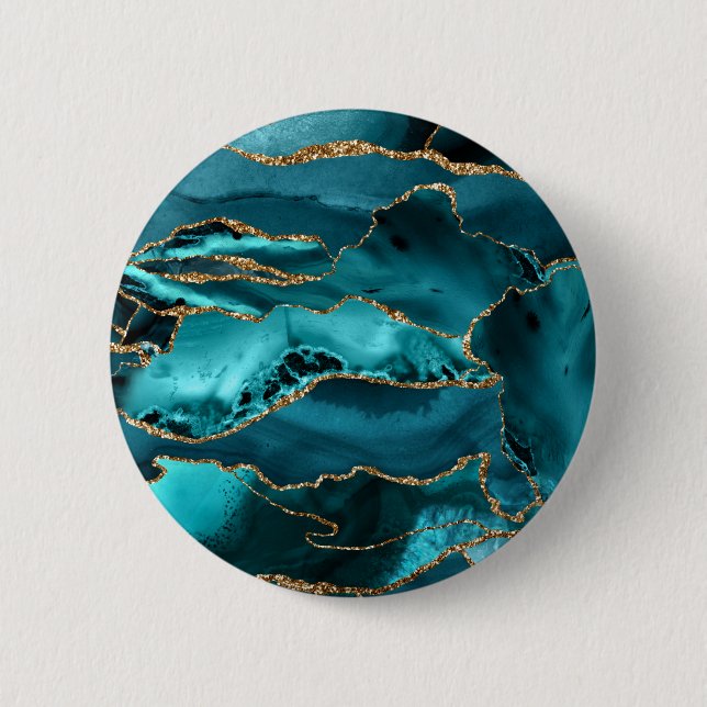Blue and Gold Agate 6 Cm Round Badge (Front)