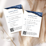 Blue and Gold Agate Bar Mitzvah QR Code, Vertical RSVP Card<br><div class="desc">This beautiful reply card features navy blue and gold agate and your customised text in a vertical format.  Use the Design Tool to change the fonts or layout.</div>