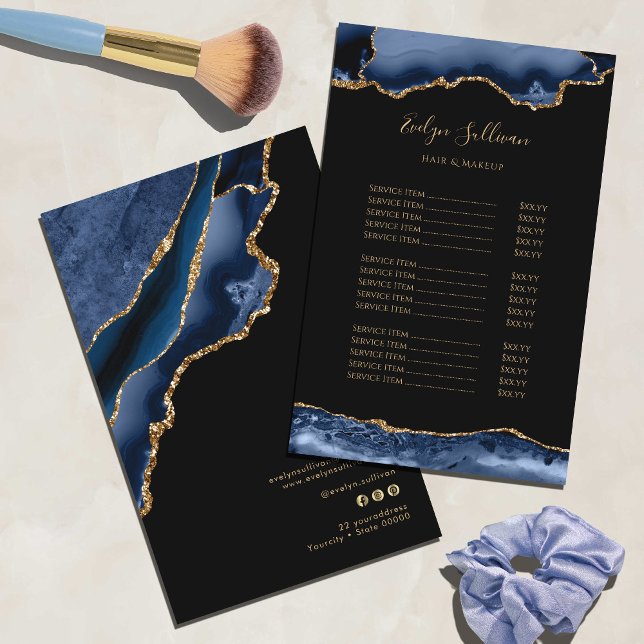 Blue and gold agate price list flyer (Creator Uploaded)