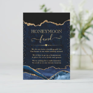 Blue and Gold Agate Wedding Honeymoon Fund Enclosure Card