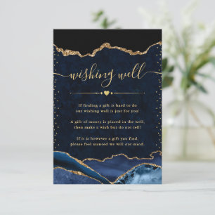 Blue and Gold Agate Wedding Wishing Well Enclosure Card