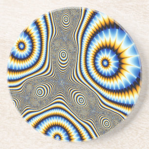 Blue and Gold Alien Eyes Abstract Coaster