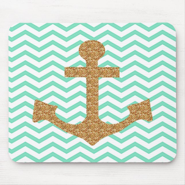 Blue and Gold Anchor Mousepad (Front)