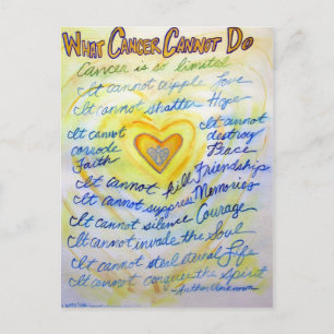 Blue and Gold Angel Heart Cancer Text Postcard