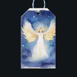 Blue and gold angel, stars, celestial, gift tags<br><div class="desc">Cute angel card, watercolor angel gift tag, celestial beings,  blue and gold angel,  blue and gold stars,  hanukkah gift tags, generic holiday,  watercolor angel art,  year round angels.</div>