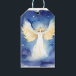 Blue and gold angel, stars, celestial, gift tags<br><div class="desc">Cute angel card, watercolor angel gift tag, celestial beings,  blue and gold angel,  blue and gold stars,  hanukkah gift tags, generic holiday,  watercolor angel art,  year round angels.</div>
