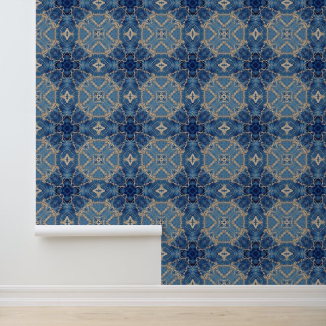 Blue and Gold Arabesque  Wallpaper (Application)