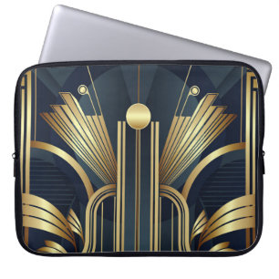 Blue And Gold Art Deco  Laptop Sleeve