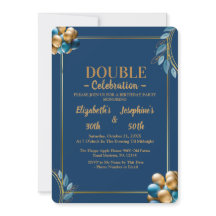 Blue and gold balloons double joint birthday