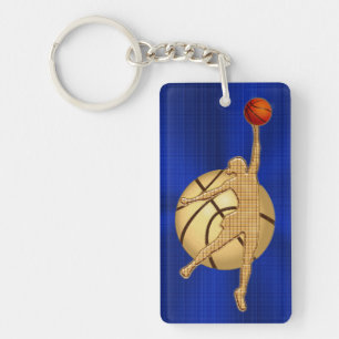 Blue and Gold Basketball Gifts for Girls Team Key Ring