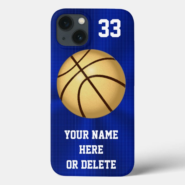 Blue and Gold Basketball Phone Cases PERSONALIZED (Back)