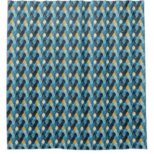 Blue and Gold Bathroom Shower Curtain Decor