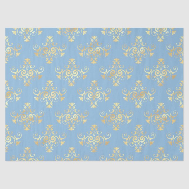 Blue and Gold Bees Series Design #7 Tissue Paper (Front)