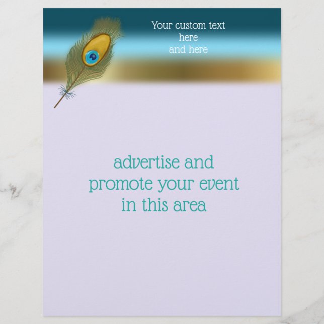 Blue and Gold Border with Peacock Feather Flyer (Front)