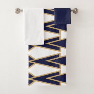 Blue and Gold Bowties  Bath Towel Set