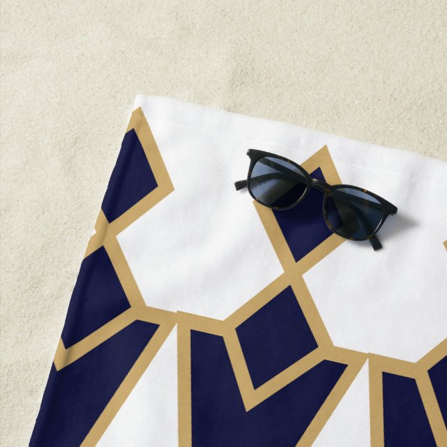 Blue and Gold Bowties  Beach Towel (In Situ)
