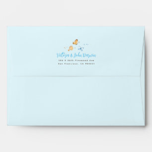 Blue and Gold Butterflies Cute Giraffe Fur Print Envelope